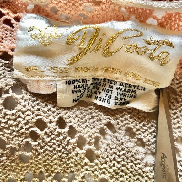 DiCosta Vintage Sweater Beige Peach Knit Drawstring Waist 70s Boho Size 14 - Picture 4 of 8